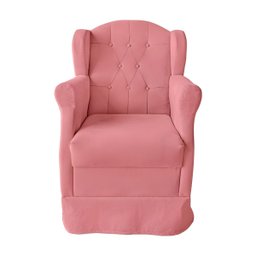 Poltrona Amamentação Cadeira Reforçada Balanço Puff Suede:rosê - 8