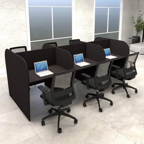 Mesa de Trabalho Call Center para 6 Pessoas 2,77m Pre F5 Cor:preto