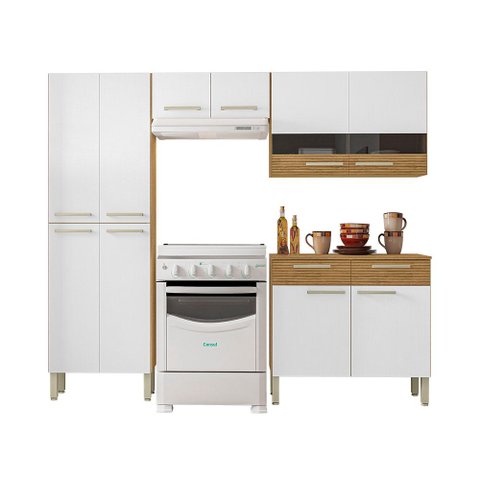 Cozinha (com Balcão) 6 Portas 2 Portas de Vidro Nala - Ssx Multicoisas