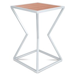 Mesa de Canto Lateral Alta Quadrada para Sala Austria - Branca Jade - 5