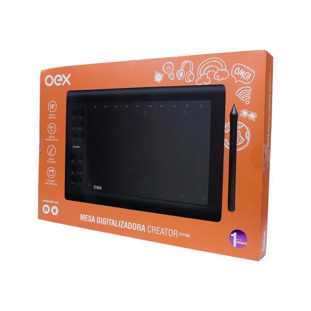 Mesa Digitalizadora Oex Ct100 Creator 10 Polegadas Preta - 5