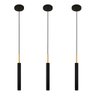 Kit 3 Luminárias Pendente Tubo Teto Sala Preto Dourado 40cm - 1