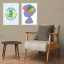 Ver imagem 1 de Kit 2 Quadros Autismo - Mundo Diferente 33x24cm - com Vidro:moldura Branca