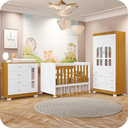 Ver imagem 1 de Quarto de Bebê Berço + Cômoda + Guarda Roupa Katatau Branco Savana