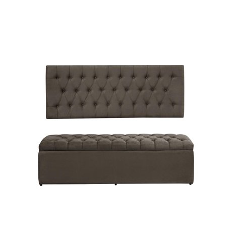 Kit Painel e Calçadeira Imperatriz 158 cm Suede Marrom Claro