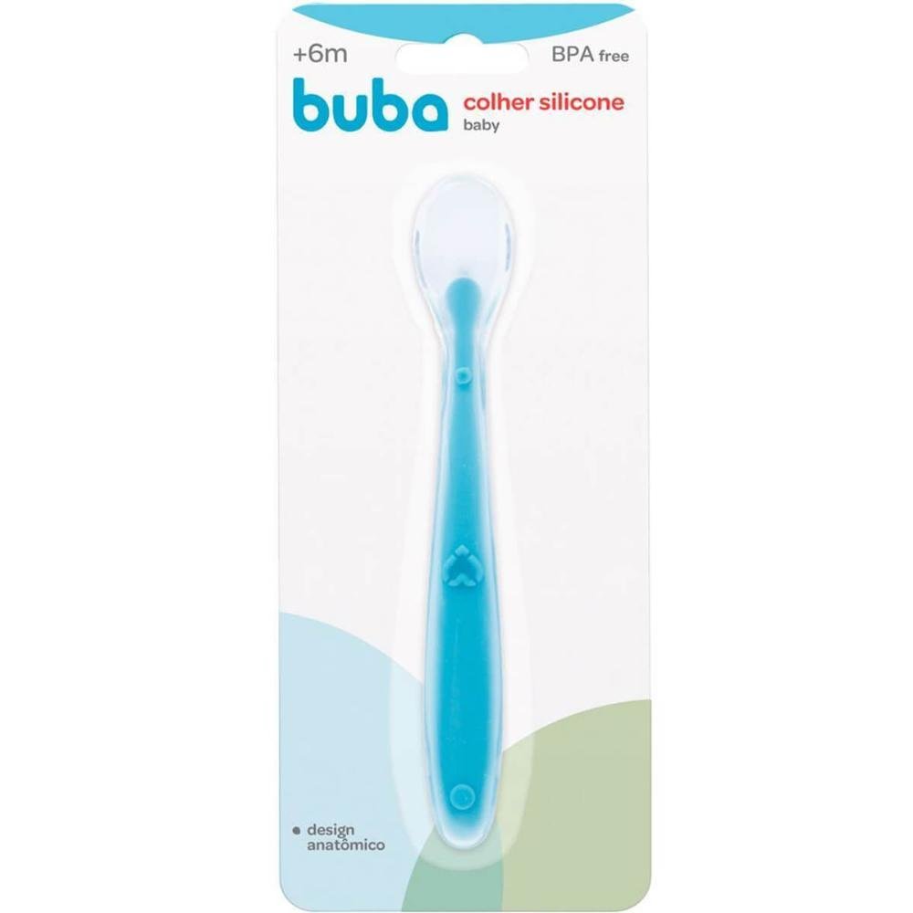 Colher Anatómica Silicone para Desenvolvimento do Bebe Buba Talher Infantil Azul - 2