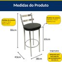 Ver imagem 5 de Conjunto 2 Banquetas Rafaela - Redonda Altura 65cm para Bar e Cozinha Cromada com Assento Confortáve