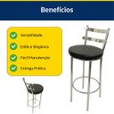 Ver imagem 7 de Conjunto 2 Banquetas Rafaela - Redonda Altura 65cm para Bar e Cozinha Cromada com Assento Confortáve