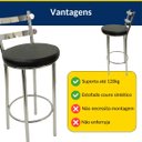 Ver imagem 6 de Conjunto 2 Banquetas Rafaela - Redonda Altura 65cm para Bar e Cozinha Cromada com Assento Confortáve