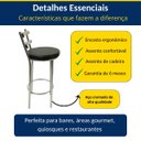 Ver imagem 2 de Conjunto 2 Banquetas Rafaela - Redonda Altura 65cm para Bar e Cozinha Cromada com Assento Confortáve