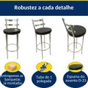 Ver imagem 3 de Conjunto 2 Banquetas Rafaela - Redonda Altura 65cm para Bar e Cozinha Cromada com Assento Confortáve