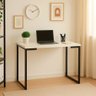 Mesa Escritório Industrial Branco 120cm Base Metálica Preta - Vallisa Decor - 2