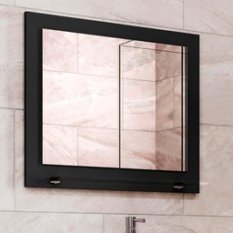 Gabinete Banheiro com Cuba e Espelho 60 Cm Preto Fosco Naturalle Bali Ii Bechara - 8