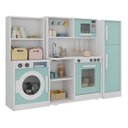 Ver imagem 1 de Cozinha Infantil de Madeira MDF para Crianças Pequenas com Geladeira e Máquina de Lavar:Menta