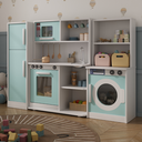 Ver imagem 3 de Cozinha Infantil de Madeira MDF para Crianças Pequenas com Geladeira e Máquina de Lavar:Menta