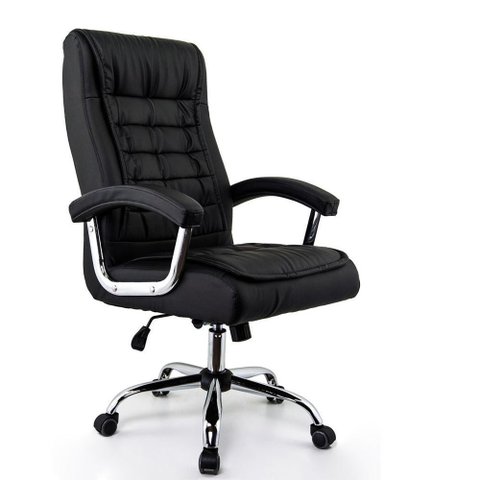 Cadeira de Escritório Presidente Fox Base Cromada com Rodinha Molas Ensacadas Preta - Ut-c351