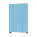Ver imagem 1 de Armário Roupeiro de Aço Vestiário Academia 8 Portas C/ Prateleira Azul Claro com Chave