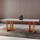 Ver imagem 2 de Mesa para Sala de Jantar Patros 220cm Madeira com Vidro Moderna Mobília
