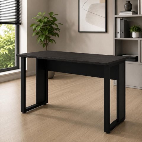 Mesa Escrivaninha 120 cm X 60 cm Tampo 25 mm Design Industrial F5 Office Cor:Preto