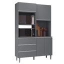 Ver imagem 1 de Kit Cozinha Compacta 4 Portas 120 cm Livia Cinza Reajl