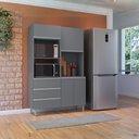 Ver imagem 5 de Kit Cozinha Compacta 4 Portas 120 cm Livia Cinza Reajl