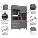 Ver imagem 4 de Kit Cozinha Compacta 4 Portas 120 cm Livia Cinza Reajl