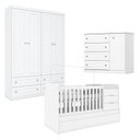 Ver imagem 6 de Quarto Infantil 4 Portas Americano com Berço Multifuncional Cleo Ambiente Branco Fosco - Henn