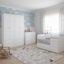 Ver imagem 1 de Quarto Infantil 4 Portas Americano com Berço Multifuncional Cleo Ambiente Branco Fosco - Henn
