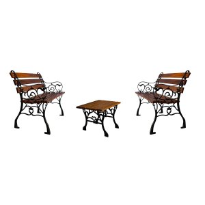 Conjunto de Poltronas (120cm) e Mesa (50cm) Francês Madeira Maciça