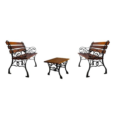 Conjunto de Poltronas (120cm) e Mesa (50cm) Francês Madeira Maciça