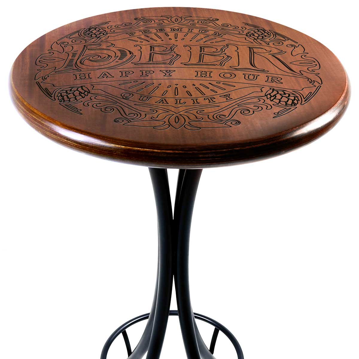 Cj Mesa Madeira 60cm - Bistrô Fixa 98cm + 4 Banquetas 73 - Natural - Beer Happy Hour - 3