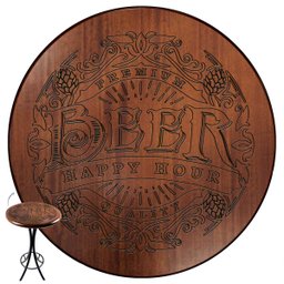 Cj Mesa Madeira 60cm - Bistrô Fixa 98cm + 4 Banquetas 73 - Natural - Beer Happy Hour - 2