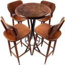 Ver imagem 1 de Cj Mesa Madeira 60cm - Bistrô Fixa 98cm + 4 Banquetas 73 - Natural - Beer Happy Hour