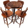 Cj Mesa Madeira 60cm - Bistrô Fixa 98cm + 4 Banquetas 73 - Natural - Beer Happy Hour - 1