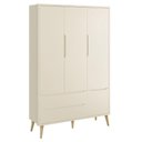 Ver imagem 3 de Guarda Roupa Infantil Theo 3 Portas Areia Fosco com Pés Madeira Natural Reller Móveis Areia Fosco