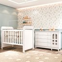Ver imagem 1 de Conjunto Quarto Bebê Berço 3EM1 Mirelle Cômoda Gran Selena 4 Gavetas 1 Porta 100% MDF Branco