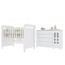 Ver imagem 3 de Conjunto Quarto Bebê Berço 3EM1 Mirelle Cômoda Gran Selena 4 Gavetas 1 Porta 100% MDF Branco