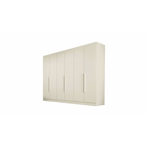 Guarda Roupa Casal Oslo 6 Portas Mdf C/ Espelho Off White