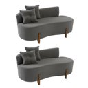 Ver imagem 2 de Kit 02 Sofá Orgânico 2 Lugares c/2 Almofadas Curvo Sala Recepção Boucle Cinza - Montanaris Decor