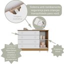 Ver mais imagens de Conjunto Quarto Bebê Berço 3EM1 Mirelle Cômoda Gran Selena 4 Gavetas 1 Porta 100% MDF Branco/com Bétula