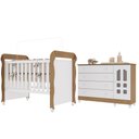 Ver imagem 1 de Conjunto Quarto Bebê Berço 3EM1 Mirelle Cômoda Gran Selena 4 Gavetas 1 Porta 100% MDF Branco/com Bétula