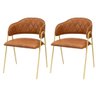 Conjunto 2 Cadeiras Veneza Couro Caramelo Metal Dourado - 8