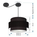 Ver mais imagens de Lustre Sala de Jantar com Desvio Vivare Md-4400 Cúpula em Tecido 55cm Preto 127/220v