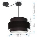 Ver imagem 4 de Lustre Sala de Jantar com Desvio Vivare Md-4400 Cúpula em Tecido 55cm Preto 127/220v