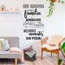 Ver imagem 3 de Adesivo Decorativo Parede Frase Aqui Reunimos Nossa Família e Amigos Porta Hall Entrada Kanto Store 