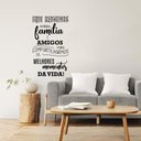 Ver imagem 1 de Adesivo Decorativo Parede Frase Aqui Reunimos Nossa Família e Amigos Porta Hall Entrada Kanto Store 