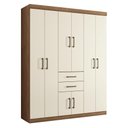 Ver imagem 1 de Guarda Roupa Solteiro Verona 8.2 8 Portas 2 Gavetas Jatobá/areia - Santos Andirá