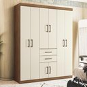 Ver imagem 2 de Guarda Roupa Solteiro Verona 8.2 8 Portas 2 Gavetas Jatobá/areia - Santos Andirá