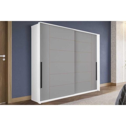 Guarda Roupa 2 Portas de Correr e 2 Gavetas Lisboa Branco/cinza - Politorno
