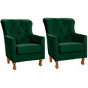 Ver imagem 2 de Kit 2 Poltronas para Sala Decorativas c/ Capitonê Carrara Veludo Verde